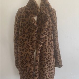 Leopard Print Faux Fur Coat